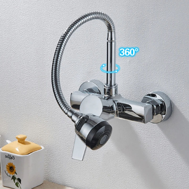 Wall%20Mounted%20Double%20Hole%20Kitchen%20Lead%20Free%20Hot%20and%20Cold%20Water%20Mixing%20Faucet%20Water%20Flow%20Spray%20Aerator%20360%20Degree%20Rotating%20Hose%20-%20Image%206
