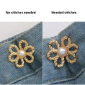 2pairs Waist Metal Flower Adjustable Tighten Invisibility Decoration Couple Buckles Pants Skirts Size Change From Large To Small. 