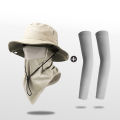3pcs Hats, Face Masks, and Ice Silk Sleeves, Sunscreen Fishing Hats, Fisherman Hats, Suitable for Outdoor Activities and Work. 