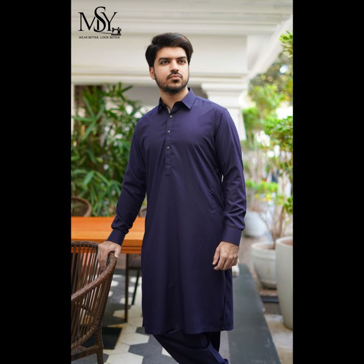 Shalwar Kameez – Royal Blue Summer 2023 Men's Stitched Suit