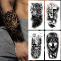 Waterproof Temporary Tattoos for Men Women Animal Lion Tiger Bear Tattoo Stickers Wolf Crown Body Art Arm Fake Tatoo. 
