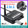 DAC Bluetooth 5.1 Audio Receiver Digital to Analog Converter 3.5mm AUX RCA L/R U-Disk Optical Stereo Hifi 2 in1 Wireless Adadper. 