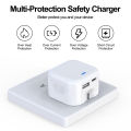 PD20W Dual Port USB-A + Type-C Fast Charger, Smart Fast Wall Charger Adapter with Multi-Protection for iPhone.