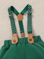 Baby Boy Summer Outfit 2-Piece Set Cartoon Dinosaur Print Polo Short Sleeve Romper with Fashionable Cute Overalls. 