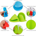 2 pcs Silicon pot holder - silicon oven mitts , heat resistant gloves , kitchen accessories anti slip baking mitts , silicon hot pot holders , best Kitchen tool. 