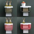 Wall Mounted Toilet Paper Holder Waterproof Tissue Box with Shelf Bathroom Organizer Kitchen Multi Purpose Storage Dispenser. 