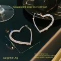 2pcs Silver-plated Earrings Ladies Light Luxury Fashion Style Exaggerated Personality Big Love Wear To Enhance The Temperament.