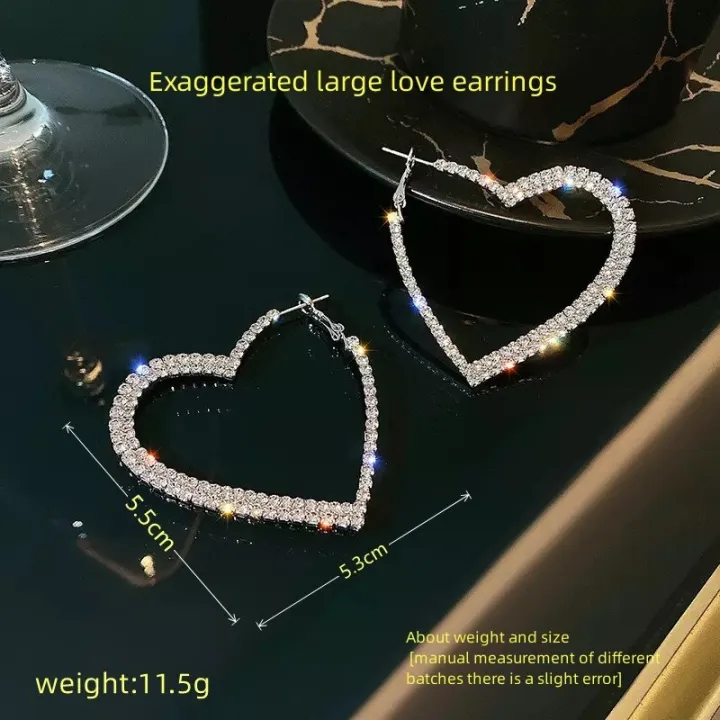 2pcs%20Silver-plated%20Earrings%20Ladies%20Light%20Luxury%20Fashion%20Style%20Exaggerated%20Personality%20Big%20Love%20Wear%20To%20Enhance%20The%20Temperament%20-%20Image%206