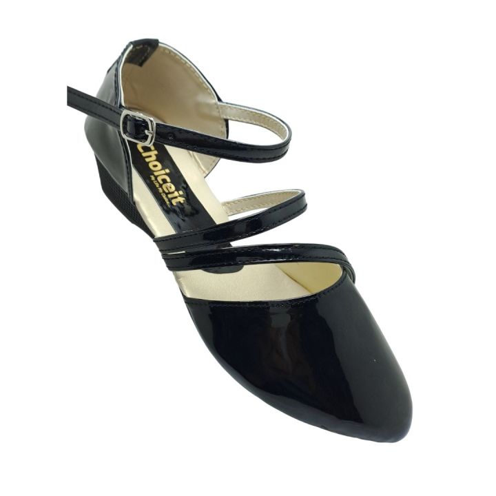 Black ladies courtshoes wedge heel shoes slippers choiceit footwears