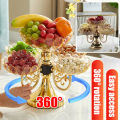 Light Luxury Style Multi Layered Rotating Crystal Fruit Plate Household use European Creative Multi-layer Crystal Storage Plate. 