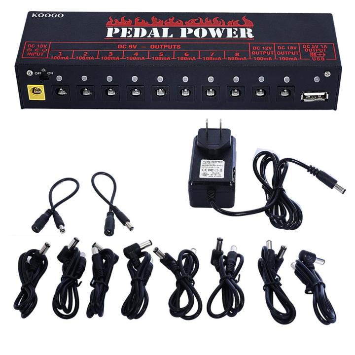 Koogo%20Guitar%20Pedal%20Power%20Supply%2010%20Isolated%20DC%20Output%20for%209V/12V/18V%20Effect%20Pedal%20with%20USB%20Charging%20Port%20for%20iPhone%20Noise%20Filter%20-%20Image%203
