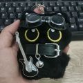 Punk Style Black Cat Keychain Cute Big Eye Cat Bag Charm  . 