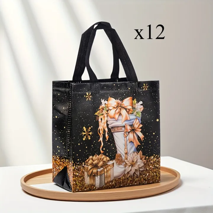 12/20pcs%20Festive%20Christmas%20%20Bags%20-%20Snowman,%20Tree%20&%20Stocking%20Design,%20Black%20&%20Golden%20with%20Handles,%20Christmas%20%20Bags%20-%20Image%207