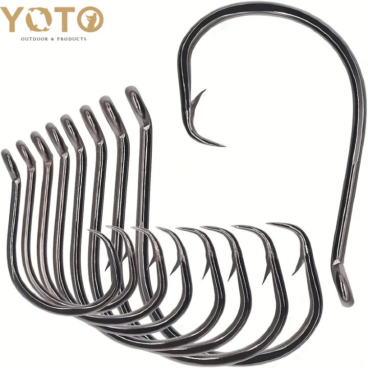 50pcs Premium Carbon Steel Octopus Circle Hooks for Saltwater Fishing, Sizes 1#-10/0