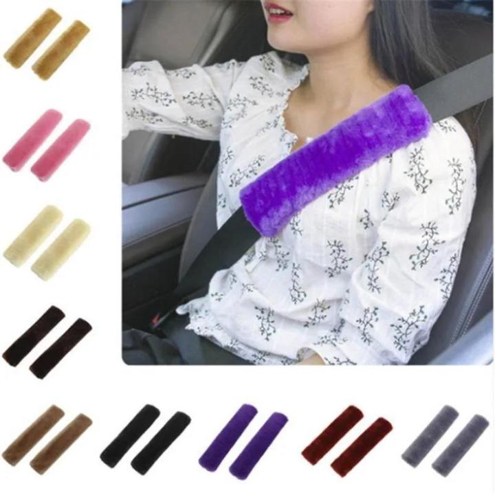 New%202%20Pcs%20Car%20Seatbelt%20Shoulder%20Pad%20Comfortable%20Driving%20Seat%20Belt%20Vehicle%20Soft%20Plush%20Auto%20Strap%20Harness%20Cover%20Decoration%20-%20Image%202