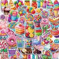 50PCS Rainbow Candy Creative Stickers Painting Aesthetic Cute Style Retro Laptop Scrapbooking Luggage Graffiti Waterproof Decals.