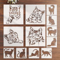 YOMDID 12pcs Lovely Cat Series Graffiti Stencils Reusable DIY cat Multi-Pattern Painting Hollow Out Decorative Templates. 