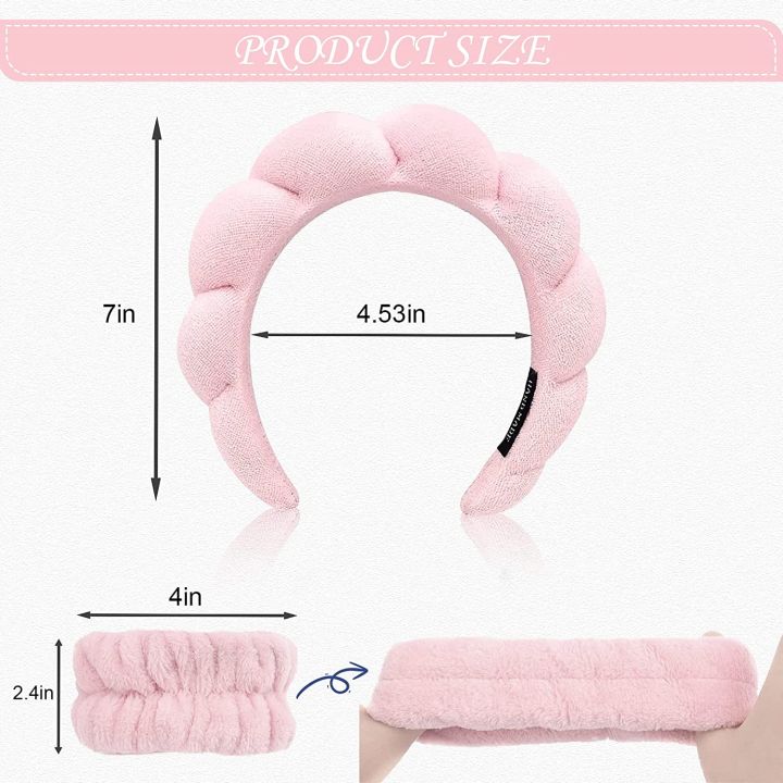 3Pcs%20Fashion%20Microfiber%20Washing%20Wristbands%20Scrunchies%20Puffy%20Headband%20Spa%20Bubble%20Headband%20for%20Washing%20Face%20Makeup%20Shower%20Skincare%20-%20Image%204