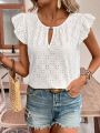 Women's elegant white crochet top. 