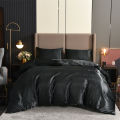 3pcs Satin Duvet Cover Set Bedding Sets Queen Black  Series Luxury Rich Silk Silky Soft Solid    Honeymoon Wrinkle Free. 
