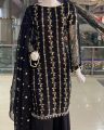 3 pc Hania Amir most famous beautiful dress full of pearl work in  georgette stuff best quality😍 available in small size black colour. 