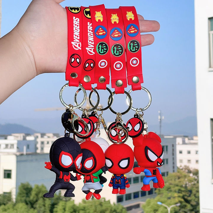 Superhero Spidermanes Keychains Cartoon Spider Man Doll Keyrings ...