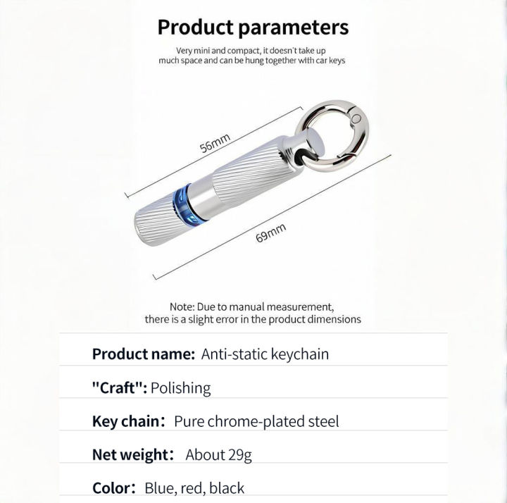 Eliminator Key Chain Anti-Static Keychain Car Body Static Eliminator Discharger Antistatic ...