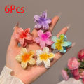 6Pcs Gradient Hair Clips New Flower Hair Claws Small Size Fashion Headwear Hairpin Crab Barrette Hair Accessories for Women. 