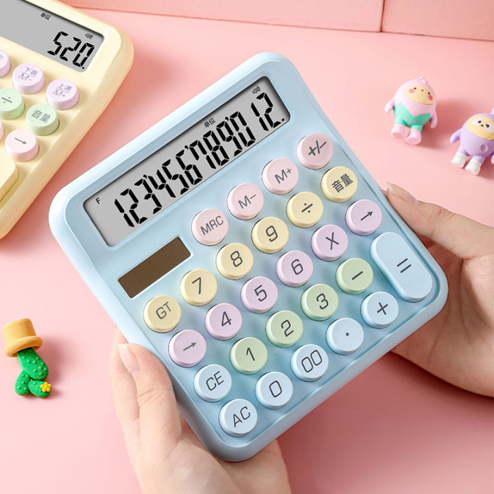 Korean style cute candy color mechanical keyboard calculator 12 digits big screen