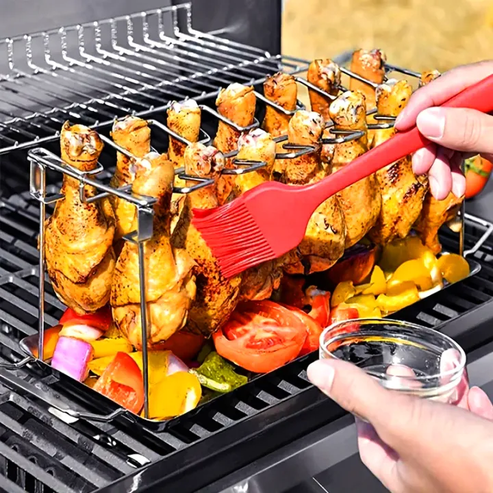 1Pc Folding Stainless Steel Chicken Leg Wing Rack Chicken Leg Grill BBQ ...
