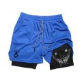 Summer Men's Running Shorts Gym Fitness Training 2 in 1 Sports Shorts Quick Dry Sport Workout Bodybuilding Double Deck Shorts.