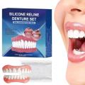 Silicone Denture Set Soft Smile Personal Care Products Natural Tooth Full Denture Set for Seniors Adults Men Women Eating.