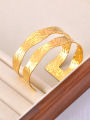 Lokaer Stainless Steel Handmade Casting Wide Cuff Open Bracelet Bangle 18K PVD Plated Waterproof High Quality Jewelry B24082. 