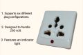 6 in 1 Universal Multi Plug Socket 250 Volts 15 Amp paino socket with indication light.. 