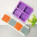 4-Cavity Square Soap Mold with Floral Designs - Silicone Soap Making Molds for DIY Projects. 