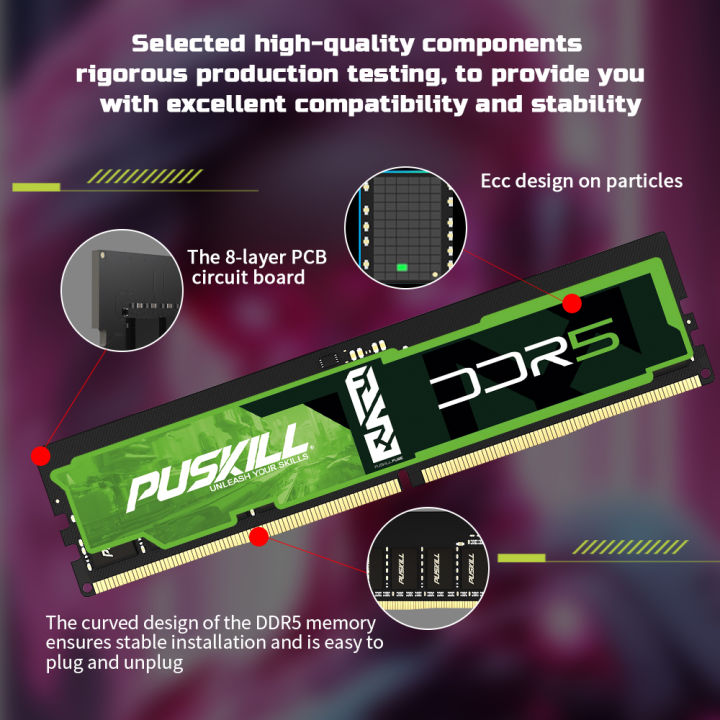 PUSKILL%20FUSE%20DDR5%20Desktop%20Memory%20RAM%2032GB%2016GB%208GB%201.1V%204800MHz%205600MHz%20PC5%20288-PIN%20UDIMM%20Memoria%20-%20Image%206
