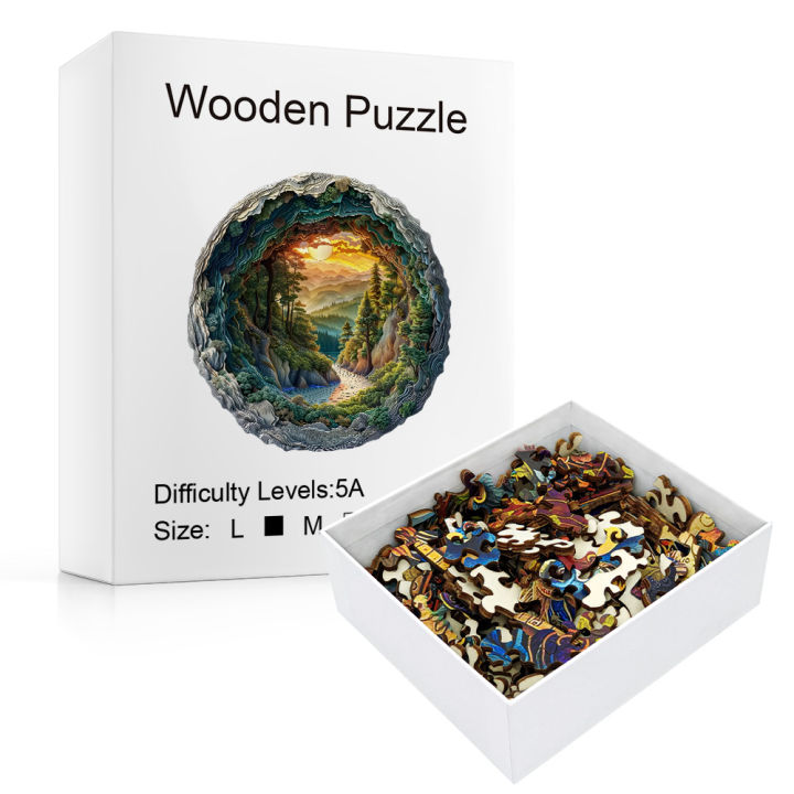 Wooden%20Puzzles%20for%20Adults,%20Flat%20Puzzle%20with%203D%20Visual%20Effect,%20Winter%20Scene%20Wooden%20Jigsaw%20Puzzles%20for%20Adults,%20Forest%20River%20Sunset%20-%20Image%202