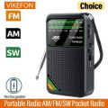 Portable Radio AM/FM/SW Pocket Radio with Rechargeable Battery Good Reception Supports Wired Earphone Mini FM Receiver Radios. 