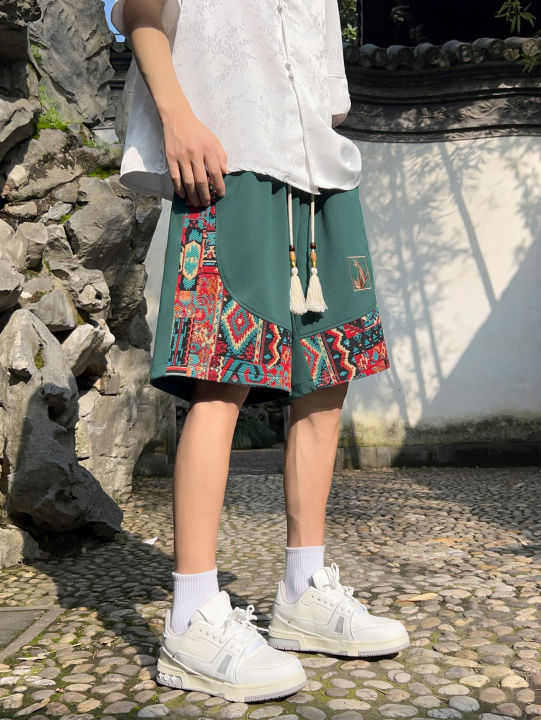Men's%20ethnic%20embroidery%20pattern%20shorts%20with%20pockets,%20summer%20casual%20drawstring%20shorts,%20suitable%20for%20outdoor%20and%20beach%20casual%20wear%20-%20Image%203