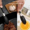 1 Pc Black Silicone Food Tongs, Stainless Steel Food Tongs Outdoor BBQ Clamps For Camping Kitchen Tongs For Baking Steak.