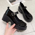 Black Ankle Buckle Platform Pumps Women Japanese Style Patent Leather Mary Jane Shoes Woman Punk Thick Heels Lolita Shoes Mujer.