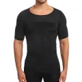 Men Body Shapers Fitness Elastic Abdomen Tight Fitting Short Sleeve Shirt Tank Tops Shape Underwear Slimming Boobs Shaping. 