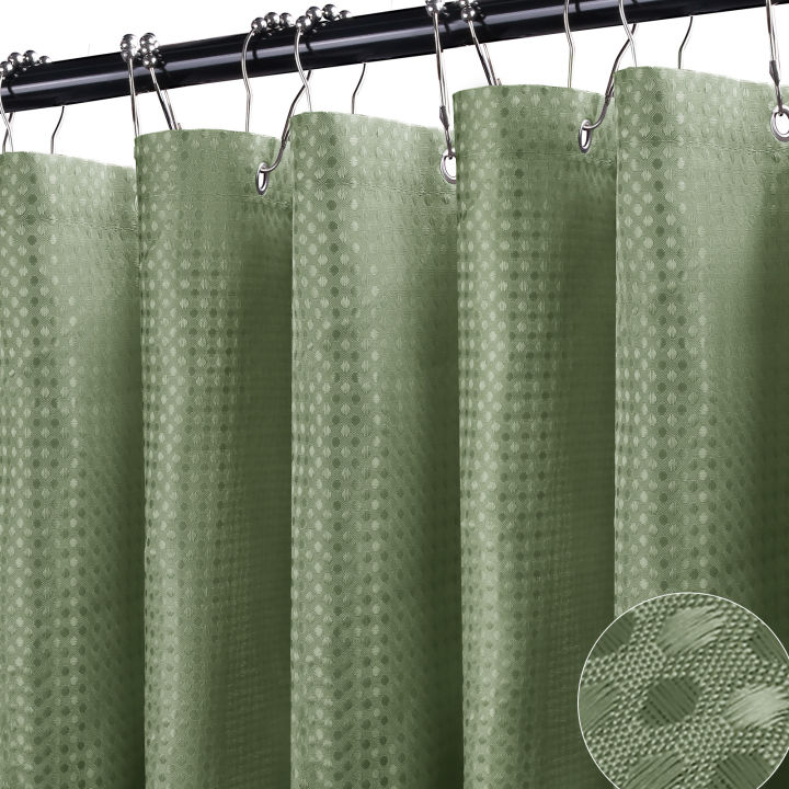 Waffle Shower Curtain Heavy Duty Mould Proof Resistant Shower Curtain for Bathroom Waterproof Luxury Shower Curtain with 12Hooks