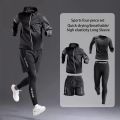 New Men's Sportswear 1-5Pcs Suit  All-Season Running Cycling Fitness Quick Drying Clothing Jogging Training Men's Track Suit Set. 