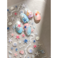 Shell Light Starfish Shell Nail Stickers Cute Starfish Decorative Stickers For Nails DIY 3D Self Adhesive Summer Manicure Decals.