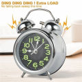 4 Inch Loud Alarm Clock With Nightlight for Heavy Sleepers, Metal Twin Bell Battery Operated Alarm Clock for Bedrooms Decoration. 