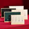 Fashion Bamboo Wood Square Necklace Display Stand, Premium Bamboo Material with Velvet & Leather Surface, Scratch-Protection Jew. 