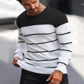 2024 New O-neck Cotton Pullover Men's Sweater Striped Casual Autumn and Winter High Quality Knitted Sweaters for Men. 