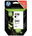 Genuine Original HP 338 / 343 Black & Tri-Colour Ink Cartridge Multipack. 