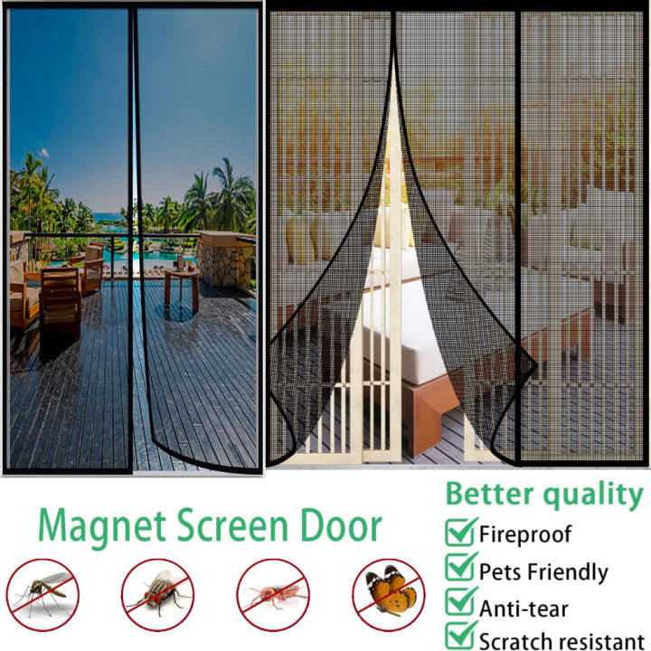 Magnetic Screen Door Net Self Closure Pets Dog Friendly Durable Fiberglass Mesh Curtain Keep Bugs Mosquito Out For Bedroom Door